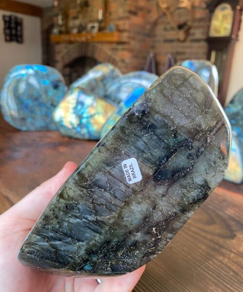 Alternative view of HUGE Blue Labradorite Freeform 35 Self Standing Healing Crystal Natural Polished Crystal Gem 4.152g – H22xW17xD8cm