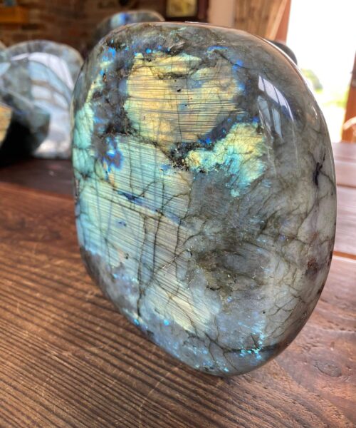 HUGE Blue Labradorite Freeform 37 Self Standing Healing Crystal Natural Polished Crystal Gem 2.907g – H15xW16xD6cm