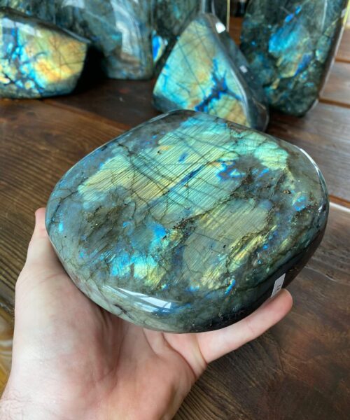 Alternative view of HUGE Blue Labradorite Freeform 37 Self Standing Healing Crystal Natural Polished Crystal Gem 2.907g – H15xW16xD6cm