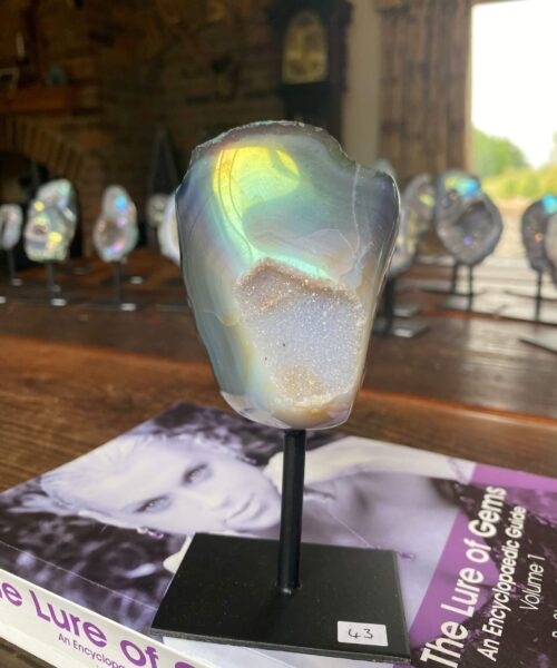 Premium High Grade Amethyst Angel Aura Geode on Stand 43 Mini Geode 336g H14xW7xD5cm