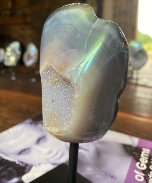 Premium High Grade Amethyst Angel Aura Geode on Stand 43 Mini Geode 336g H14xW7xD5cm - Image 10
