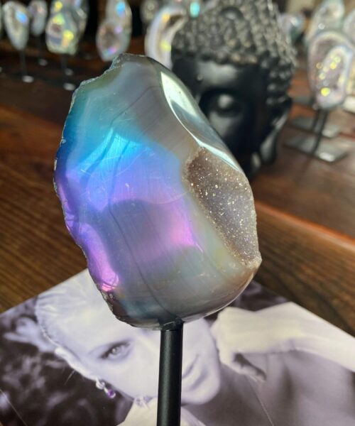 Premium High Grade Amethyst Angel Aura Geode on Stand 43 Mini Geode 336g H14xW7xD5cm - Image 9