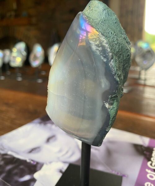 Premium High Grade Amethyst Angel Aura Geode on Stand 43 Mini Geode 336g H14xW7xD5cm - Image 8