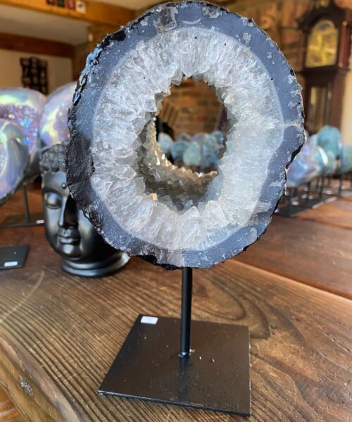 Premium High Grade Amethyst Angel Aura Geode on Stand 1 Mini Geode 3.022kg H25xW13xD14cm - Image 7