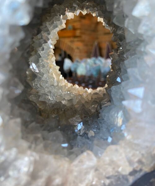 Premium High Grade Amethyst Angel Aura Geode on Stand 1 Mini Geode 3.022kg H25xW13xD14cm - Image 5