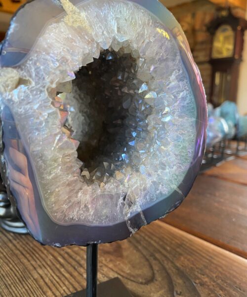 Premium High Grade Amethyst Angel Aura Geode on Stand 1 Mini Geode 3.022kg H25xW13xD14cm - Image 3