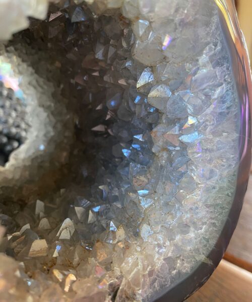 Alternative view of Premium High Grade Amethyst Angel Aura Geode on Stand 1 Mini Geode 3.022kg H25xW13xD14cm