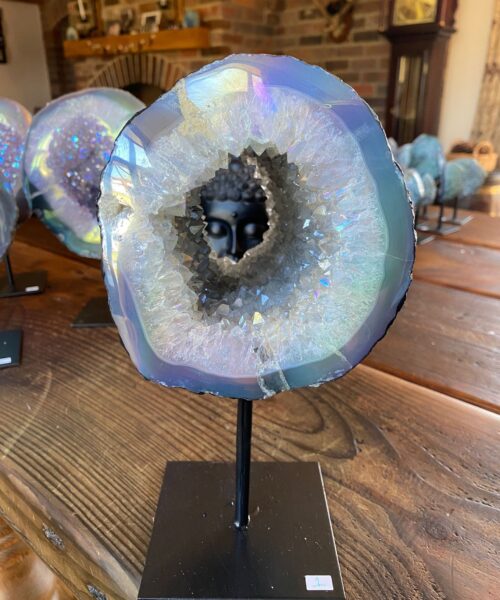 Premium High Grade Amethyst Angel Aura Geode on Stand 1 Mini Geode 3.022kg H25xW13xD14cm - Image 15