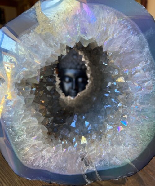 Premium High Grade Amethyst Angel Aura Geode on Stand 1 Mini Geode 3.022kg H25xW13xD14cm - Image 12