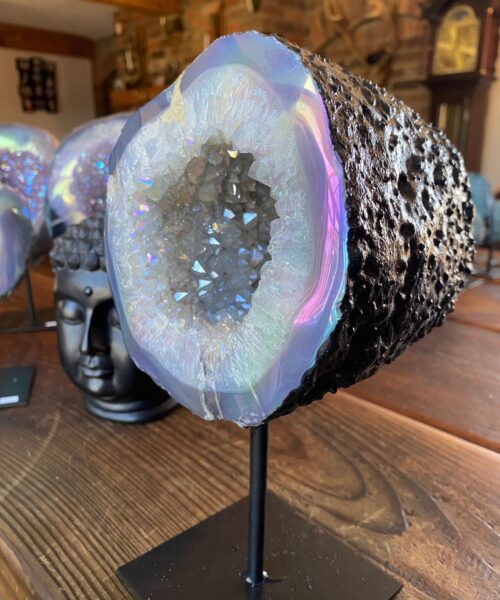 Premium High Grade Amethyst Angel Aura Geode on Stand 1 Mini Geode 3.022kg H25xW13xD14cm - Image 9