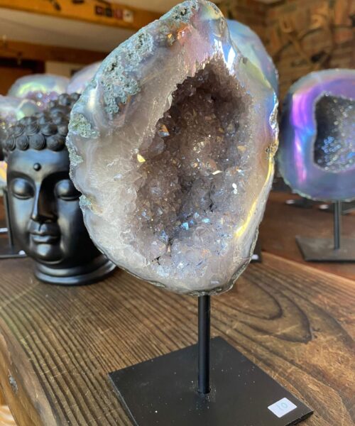 Premium High Grade Amethyst Angel Aura Geode on Stand 10 Mini Geode 973g H19xW12xD7cm - Image 5