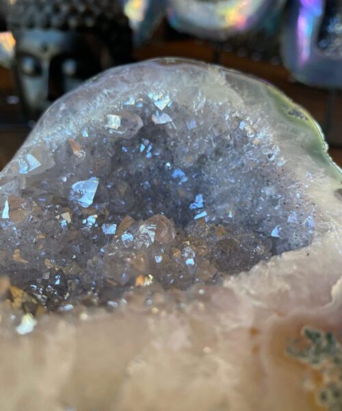 Premium High Grade Amethyst Angel Aura Geode on Stand 10 Mini Geode 973g H19xW12xD7cm - Image 3