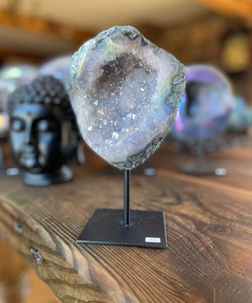 Premium High Grade Amethyst Angel Aura Geode on Stand 10 Mini Geode 973g H19xW12xD7cm - Image 13