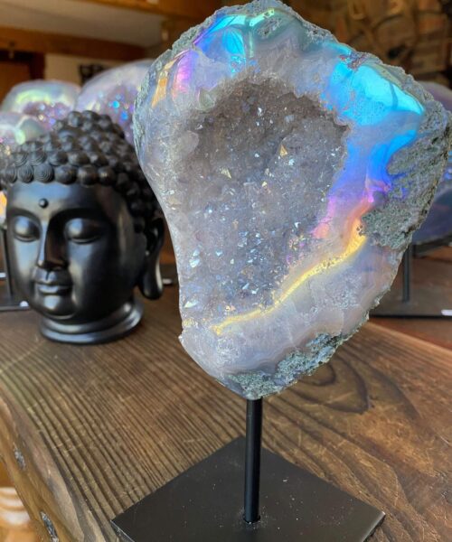 Premium High Grade Amethyst Angel Aura Geode on Stand 10 Mini Geode 973g H19xW12xD7cm - Image 12