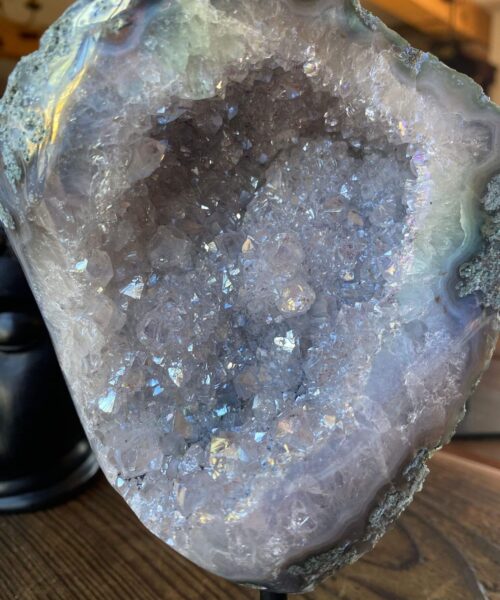 Premium High Grade Amethyst Angel Aura Geode on Stand 10 Mini Geode 973g H19xW12xD7cm - Image 11