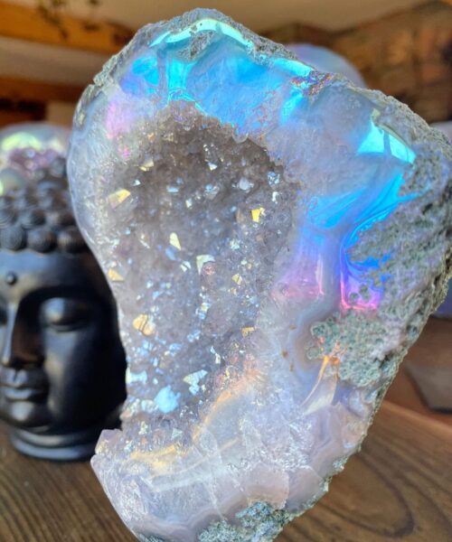Premium High Grade Amethyst Angel Aura Geode on Stand 10 Mini Geode 973g H19xW12xD7cm - Image 10