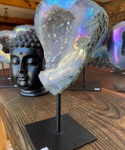Premium High Grade Amethyst Angel Aura Geode on Stand 10 Mini Geode 973g H19xW12xD7cm - Image 9