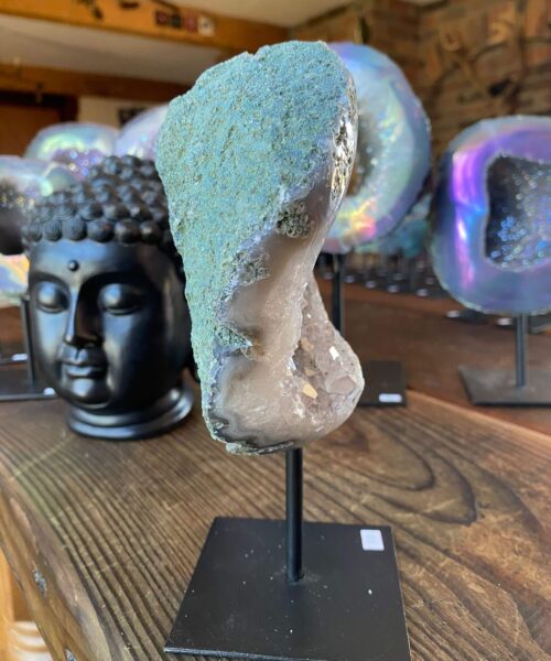 Premium High Grade Amethyst Angel Aura Geode on Stand 10 Mini Geode 973g H19xW12xD7cm - Image 6