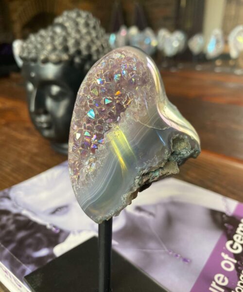 Premium High Grade Amethyst Angel Aura Geode on Stand 33 Mini Geode 267g H12xW5xD5.5cm - Image 9