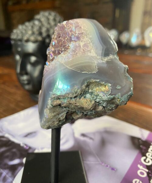 Premium High Grade Amethyst Angel Aura Geode on Stand 33 Mini Geode 267g H12xW5xD5.5cm - Image 8