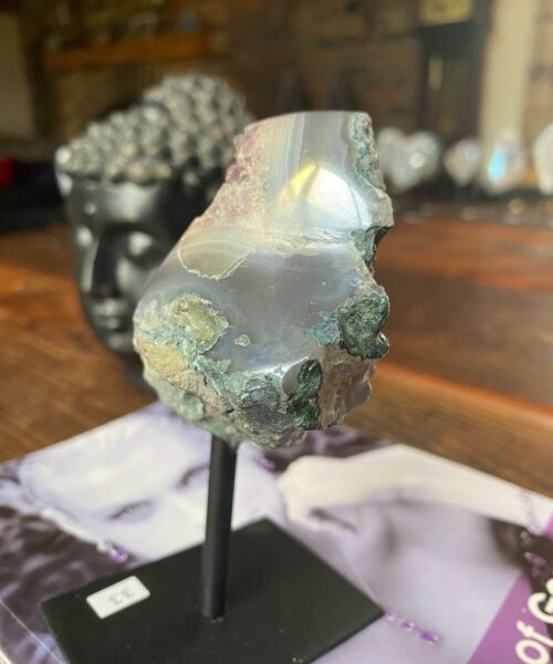 Premium High Grade Amethyst Angel Aura Geode on Stand 33 Mini Geode 267g H12xW5xD5.5cm - Image 7