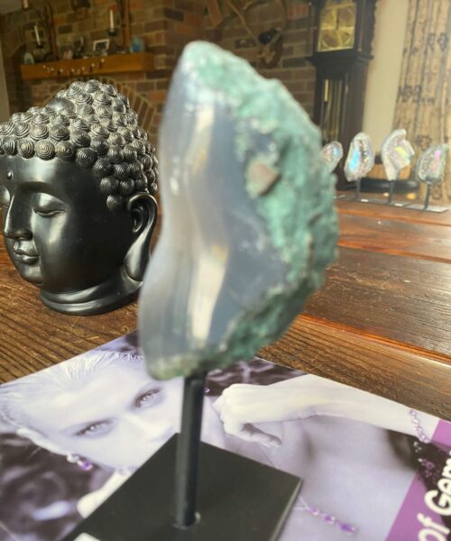 Premium High Grade Amethyst Angel Aura Geode on Stand 37 Mini Geode 257g H13xW5.5xD5cm - Image 5