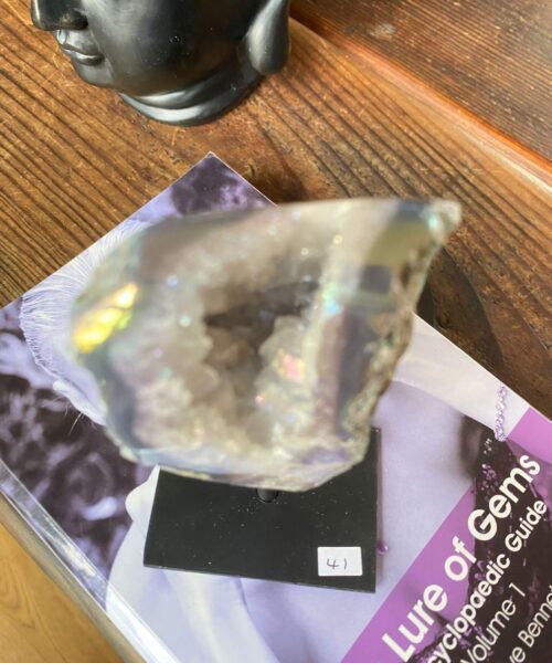 Alternative view of Premium High Grade Amethyst Angel Aura Geode on Stand 41 Mini Geode 297g H13xW6xD4cm