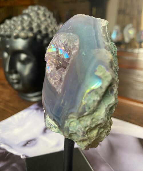 Premium High Grade Amethyst Angel Aura Geode on Stand 47 Mini Geode 285g H12xW6xD6cm - Image 9