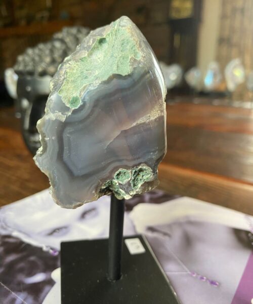 Premium High Grade Amethyst Angel Aura Geode on Stand 47 Mini Geode 285g H12xW6xD6cm - Image 7
