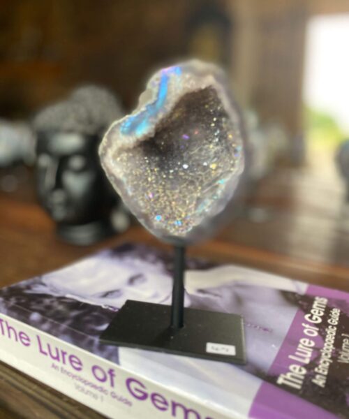 Premium High Grade Amethyst Angel Aura Geode on Stand 49 Mini Geode 280g H13.5xW8xW4.5cm
