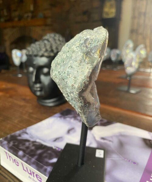Premium High Grade Amethyst Angel Aura Geode on Stand 49 Mini Geode 280g H13.5xW8xW4.5cm - Image 7