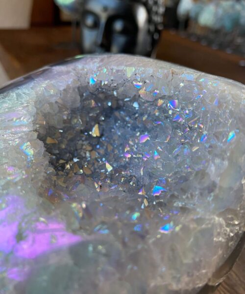 Premium High Grade Amethyst Angel Aura Geode on Stand 5 Mini Geode 1.010kg H18xW11xD7cm - Image 3