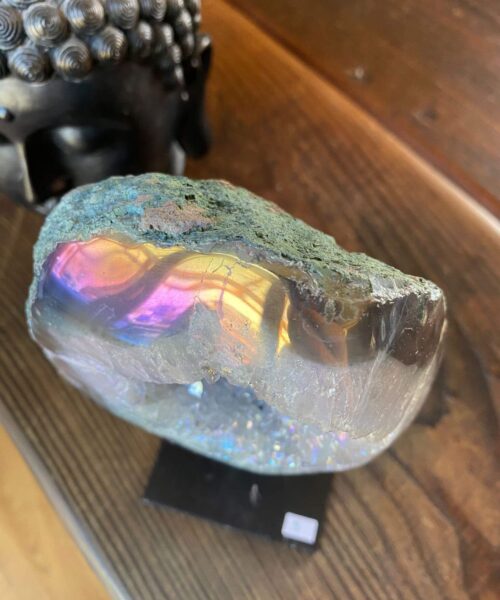 Alternative view of Premium High Grade Amethyst Angel Aura Geode on Stand 5 Mini Geode 1.010kg H18xW11xD7cm