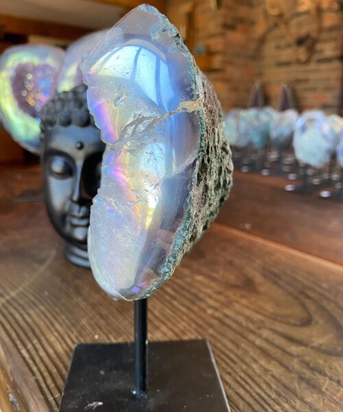 Premium High Grade Amethyst Angel Aura Geode on Stand 5 Mini Geode 1.010kg H18xW11xD7cm - Image 7