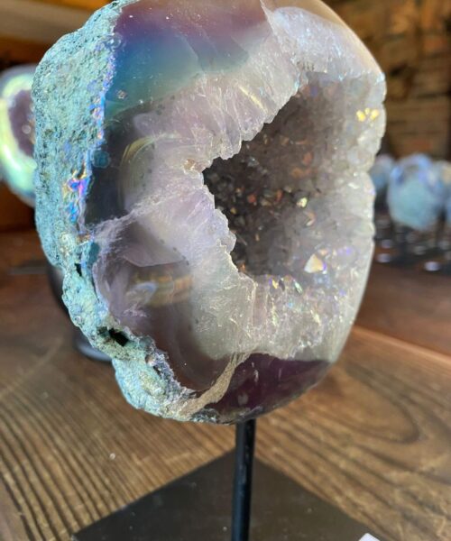 Premium High Grade Amethyst Angel Aura Geode on Stand 5 Mini Geode 1.010kg H18xW11xD7cm - Image 4