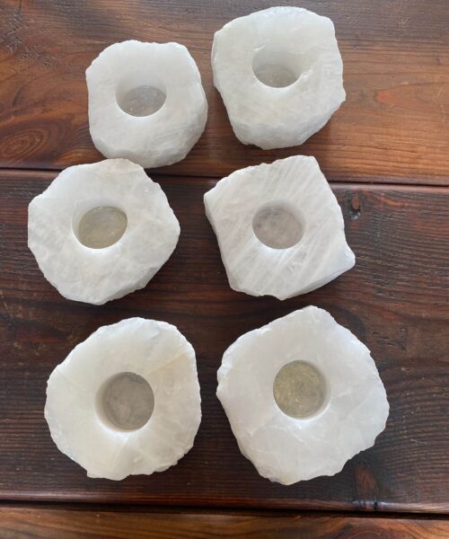 Snow White Slice Premium Ice Quartz Crystal Slice Candle Tealight Holders - Image 13