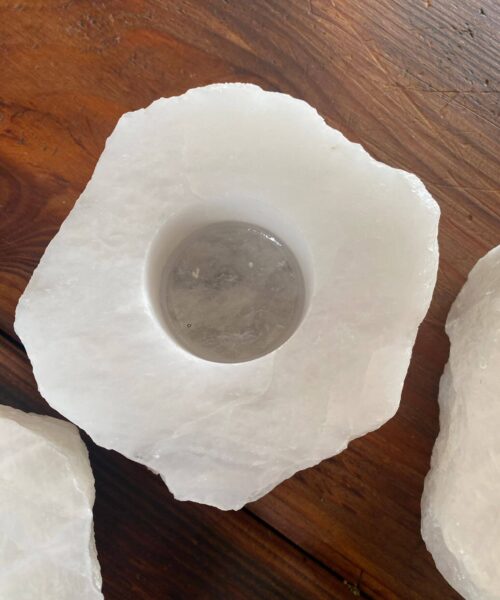Snow White Slice Premium Ice Quartz Crystal Slice Candle Tealight Holders