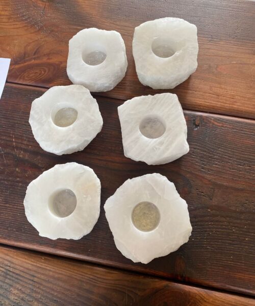 Snow White Slice Premium Ice Quartz Crystal Slice Candle Tealight Holders - Image 3