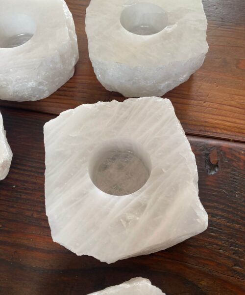 Snow White Slice Premium Ice Quartz Crystal Slice Candle Tealight Holders - Image 10