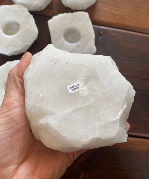 Snow White Slice Premium Ice Quartz Crystal Slice Candle Tealight Holders - Image 8