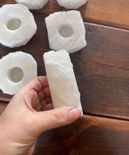 Snow White Slice Premium Ice Quartz Crystal Slice Candle Tealight Holders - Image 7