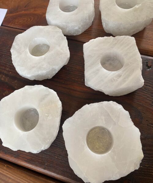 Snow White Slice Premium Ice Quartz Crystal Slice Candle Tealight Holders - Image 6