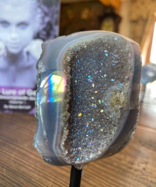 Premium High Grade Amethyst Angel Aura Geode on Stand 14 Mini Geode 318g H12xD5xW7cm - Image 8
