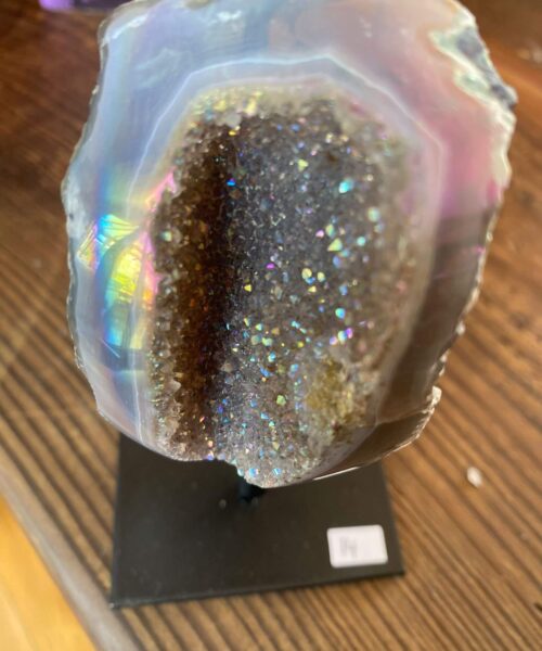 Premium High Grade Amethyst Angel Aura Geode on Stand 14 Mini Geode 318g H12xD5xW7cm - Image 7