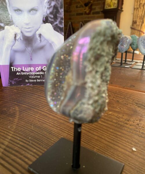 Premium High Grade Amethyst Angel Aura Geode on Stand 14 Mini Geode 318g H12xD5xW7cm - Image 6