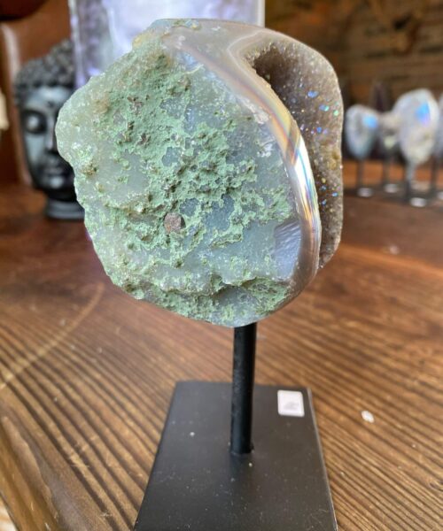 Premium High Grade Amethyst Angel Aura Geode on Stand 14 Mini Geode 318g H12xD5xW7cm - Image 3
