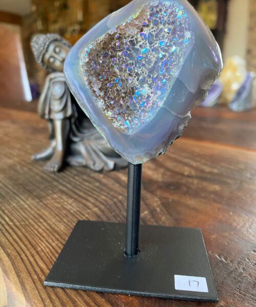 Premium High Grade Amethyst Angel Aura Geode on Stand 17 Mini Geode 164g H12xW6.5xD3cm