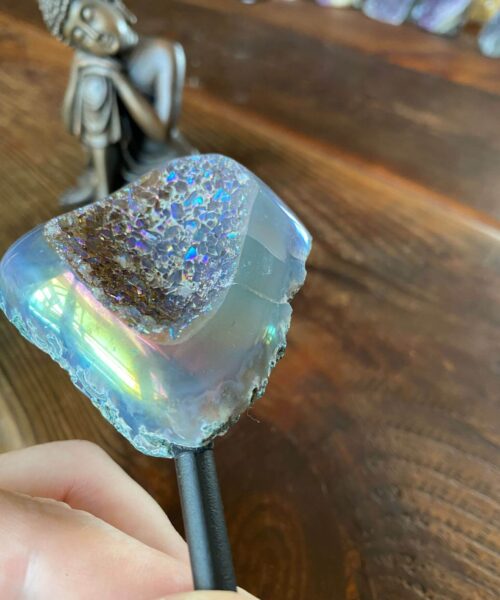 Alternative view of Premium High Grade Amethyst Angel Aura Geode on Stand 17 Mini Geode 164g H12xW6.5xD3cm