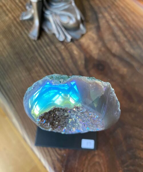 Premium High Grade Amethyst Angel Aura Geode on Stand 17 Mini Geode 164g H12xW6.5xD3cm - Image 11
