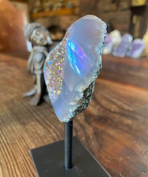 Premium High Grade Amethyst Angel Aura Geode on Stand 17 Mini Geode 164g H12xW6.5xD3cm - Image 9